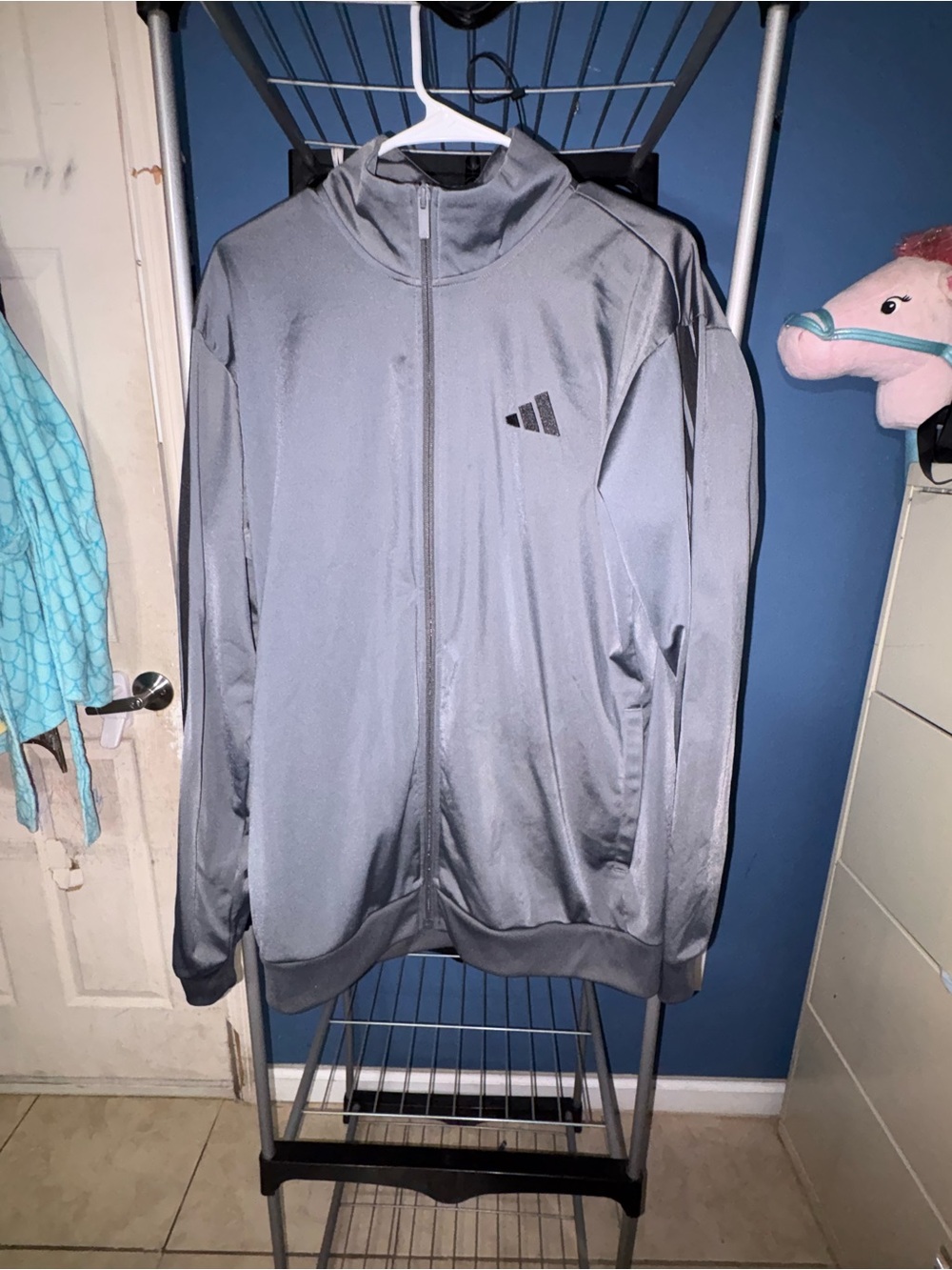 adidas Men's Gray Lightweight Full-Zip Track Jacket